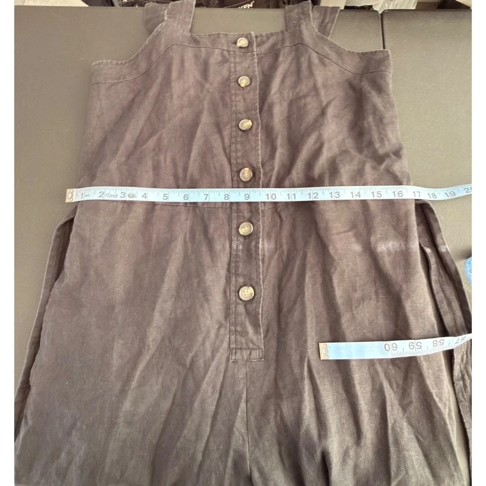 Everlane Linen Jumpsuit Picnic Button Front Belted‎ Lightweight Casual Size 2